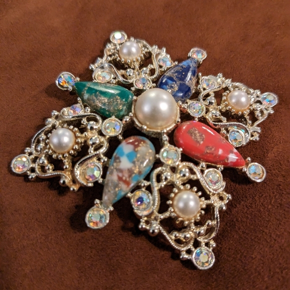 Sarah Coventry Jewelry - Sarah Coventry Jewelry  "Galaxy" Maltese Cross Brooch Pin 1960's Rhinestone EUC